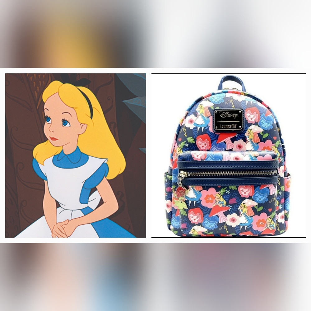 Loungefly Disney Alice in Wonderland Golden Afternoon AOP Mini Backpack NWT